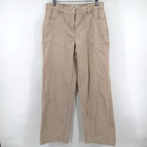 Cali 1850 Pants Striped Carpenter 9 Tan Womens Utility Straight Leg Trousers